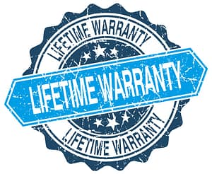 Stamp that says "Lifetime Warranty"
