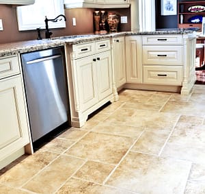 Tile floor in modern kitchen
