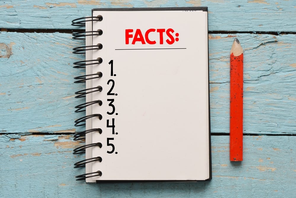 Notebook that says "Facts"